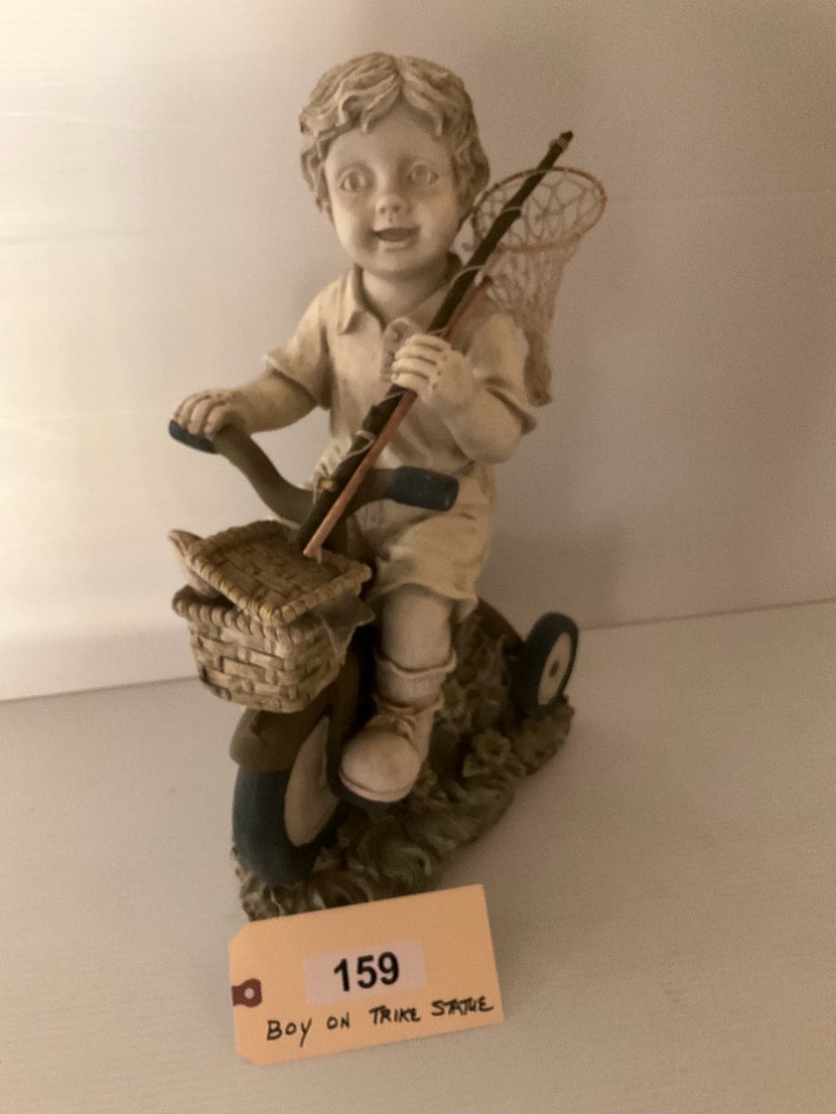 Boy On Tricycle Going Fishing, 18"X11"