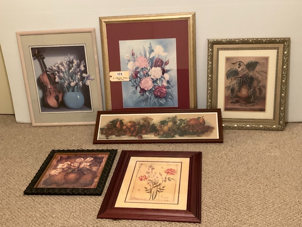 Six Framed Floral Prints