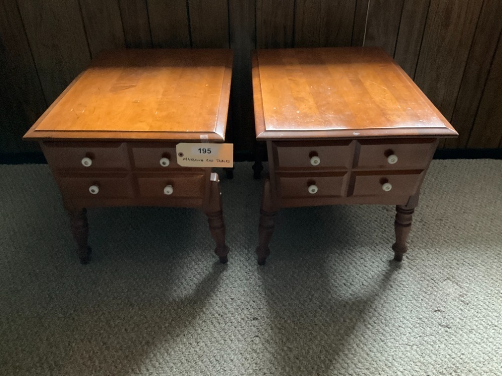 Two Wooden End Tables With Drawers, 28"X20"X21"