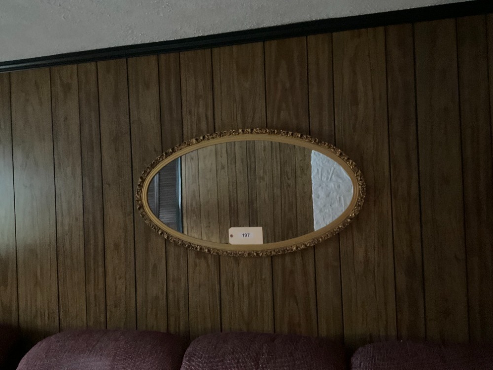 Framed Oval Mirror, 39X21"