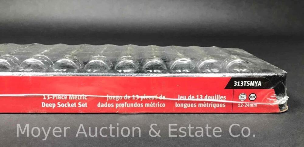 New Snap-On 1/2" Metric Deep Socket Set, 13 Piece