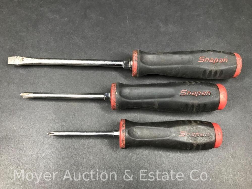 3 Snap-On Screwdrivers, Rubber Handles