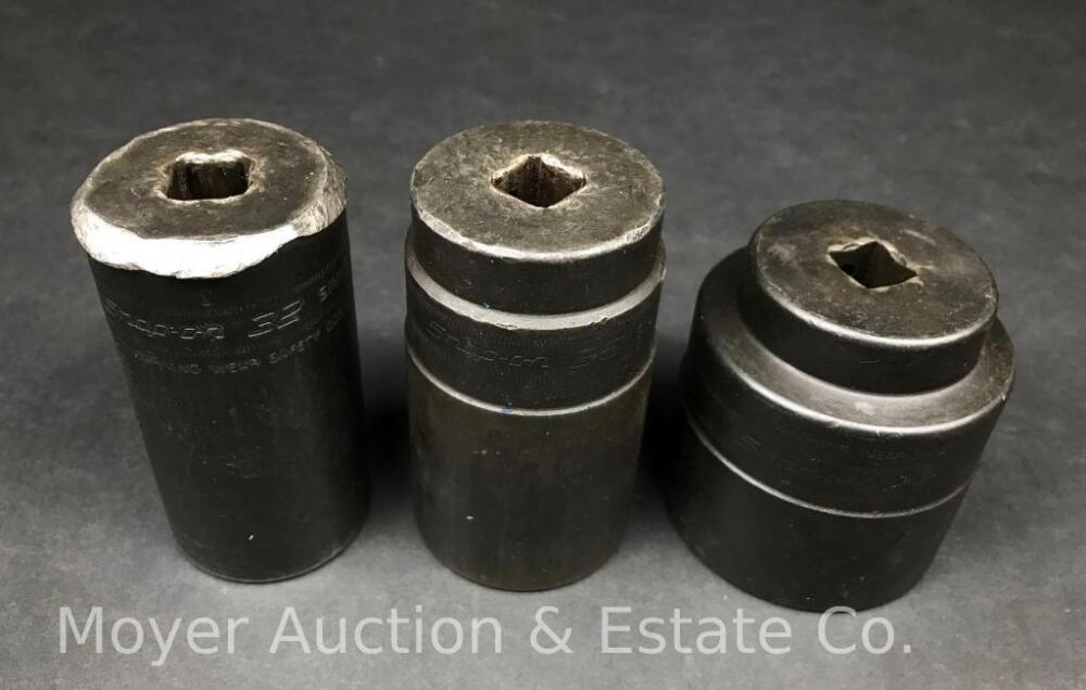 3 Large Snap-On Sockets, 32, 36 and 46mm