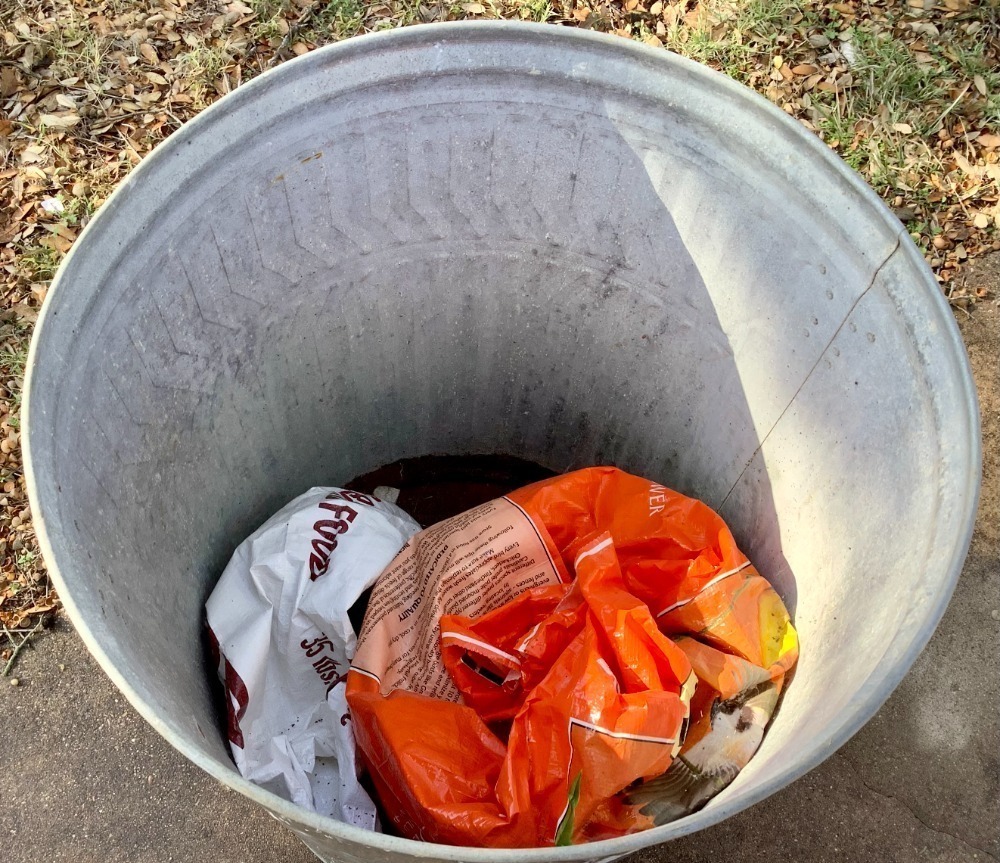 Metal Trash Can with Bird Seed