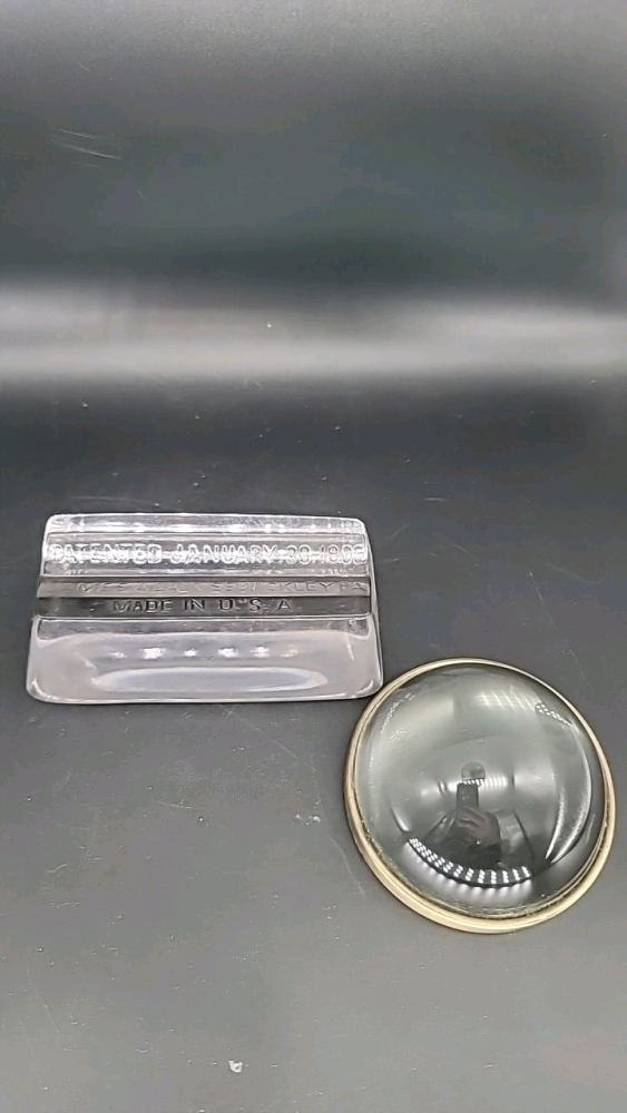 Antique James Adair Sewickley, PA glass paperweight & letter memo holder ( missing coil) and vintage magnifying glass paperweight - KN