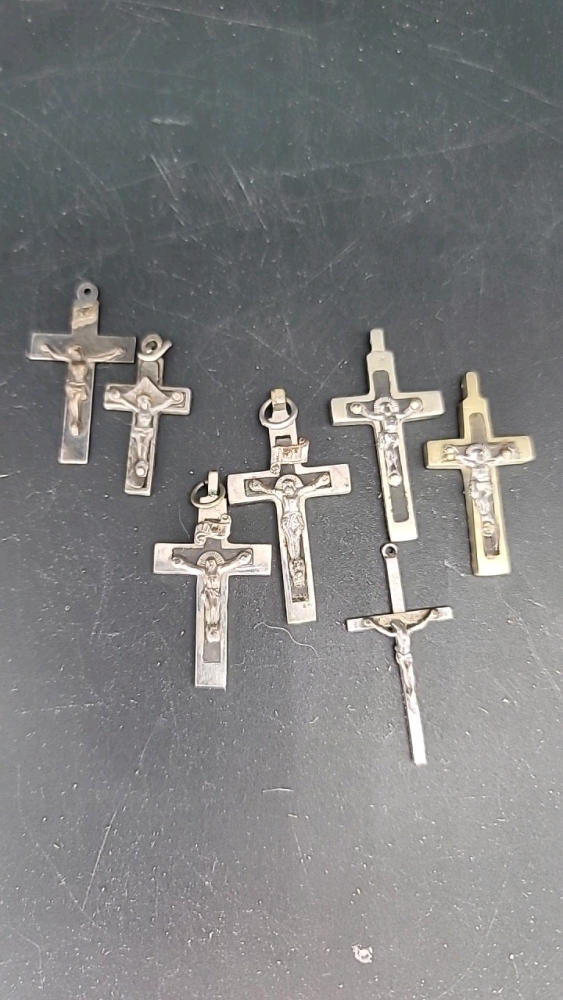 Crucifixion crosses, pendants, brass and other metals.