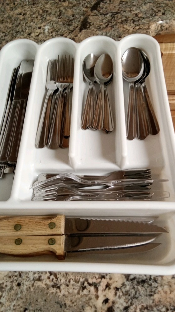 Flatware in storage container