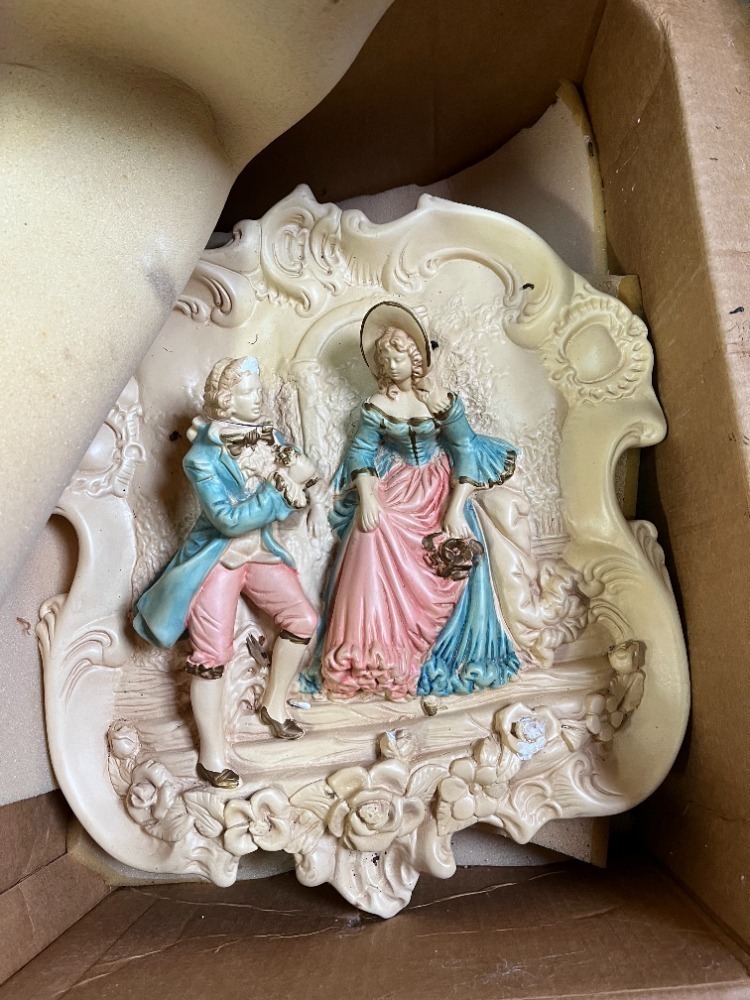 Colonial Styled Pink and Blue Plates