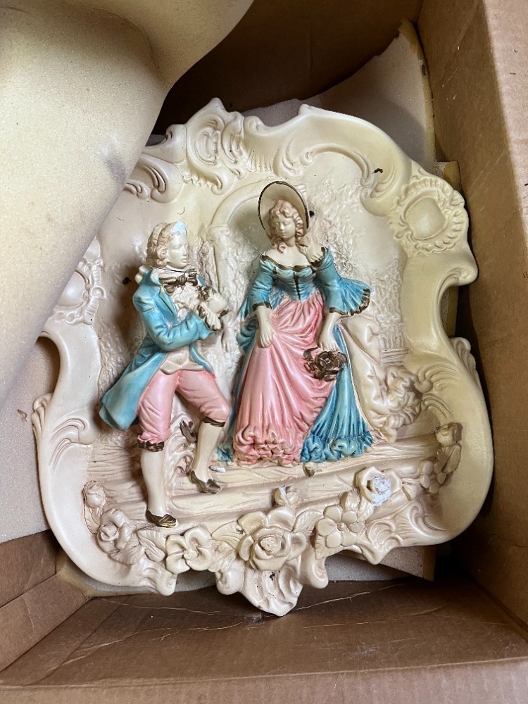 Colonial Styled Pink and Blue Plates