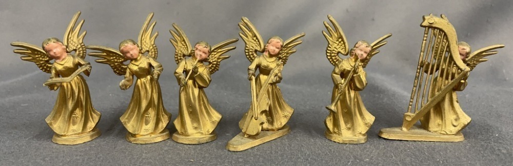 6 Vintage Miniature Angel Christmas Figurines 2.5"