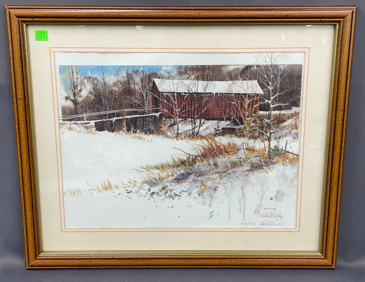 Signed Luke Buck Winter Scene Print 22" Wide X 18"