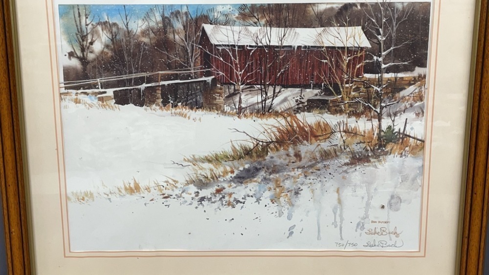 Signed Luke Buck Winter Scene Print 22" Wide X 18"