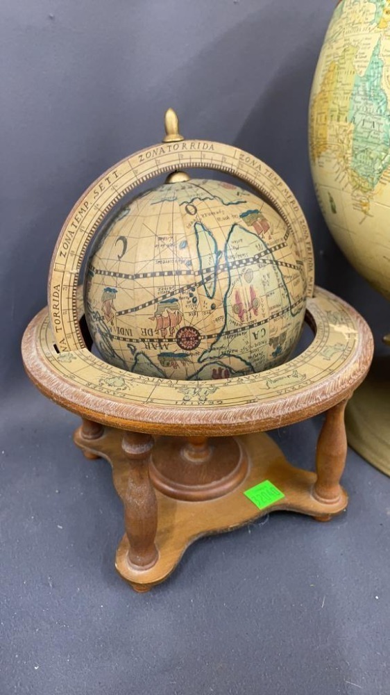 2 Tabletop Globes, 16" Of Largest