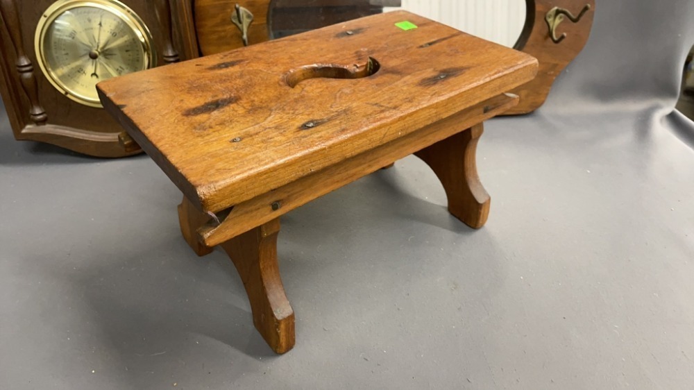 Small Wooden Stool, Barometer, Wall Mirror