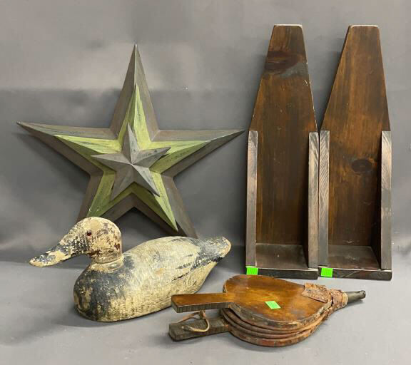 Vintage Duck Decoy, Metal Wall Star, 2 Wooden