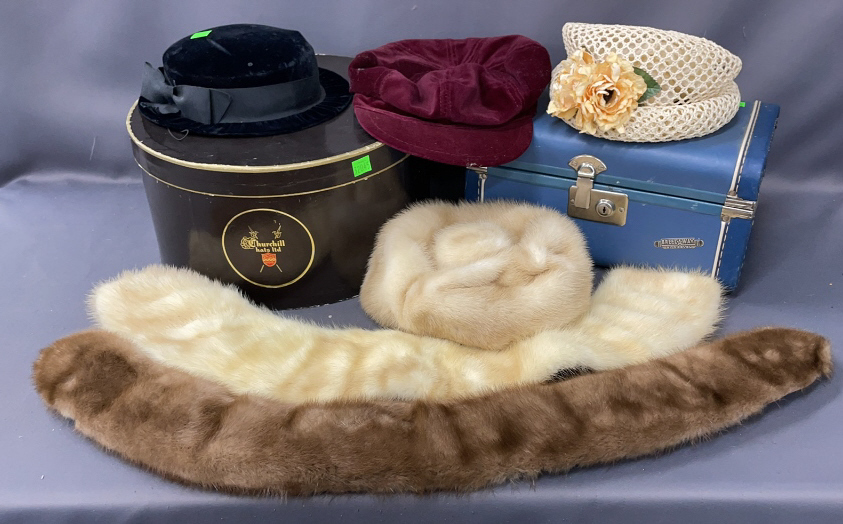 Vintage Fur Hat And Collars, Vintage Hats And