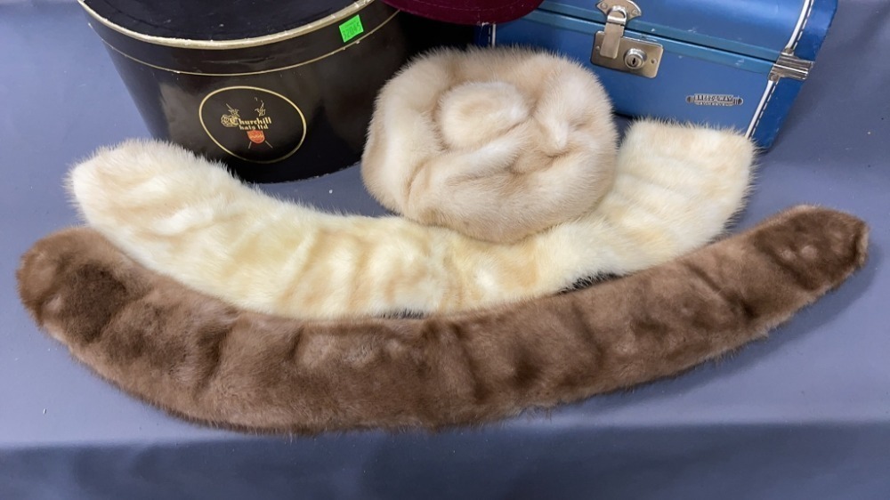 Vintage Fur Hat And Collars, Vintage Hats And