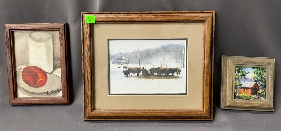 2 Framed Oil On Canvas, 1 Signed Print