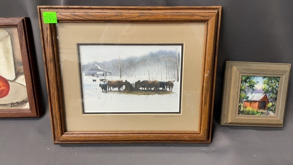 2 Framed Oil On Canvas, 1 Signed Print