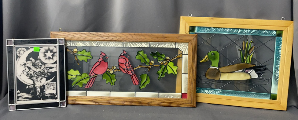 3 Printed Glass Window Hangings 22" Wide X 12"