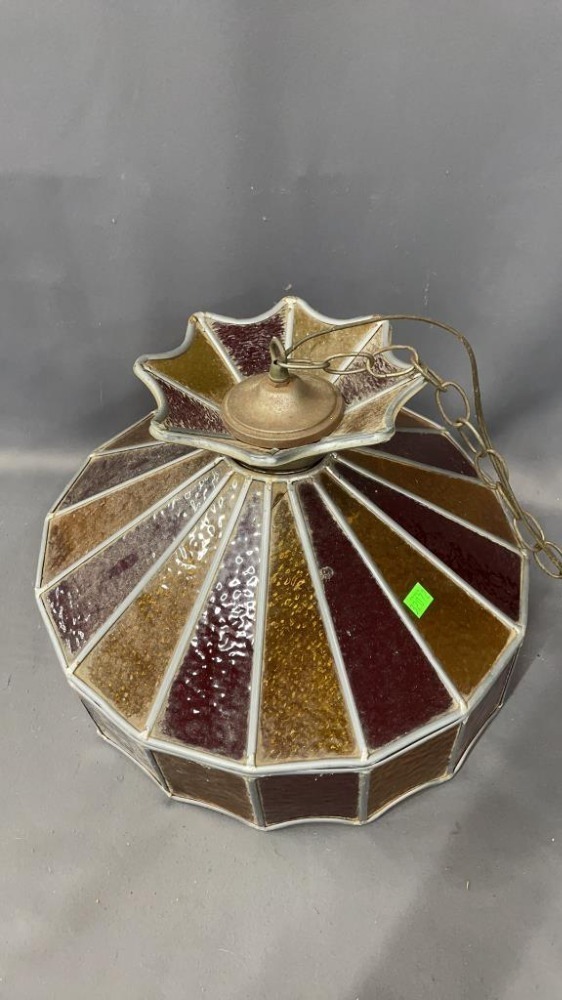 Stained Glass Pendant Light Fixture 16" Wide X