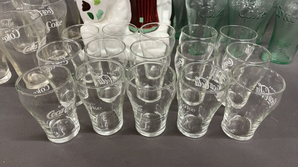 Coca Cola Cookie Jar And Glasses