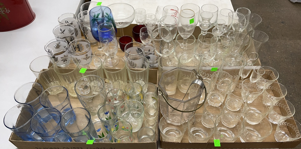 4 Flats Stemware, Ice Bucket, 9.5" Of Tallest
