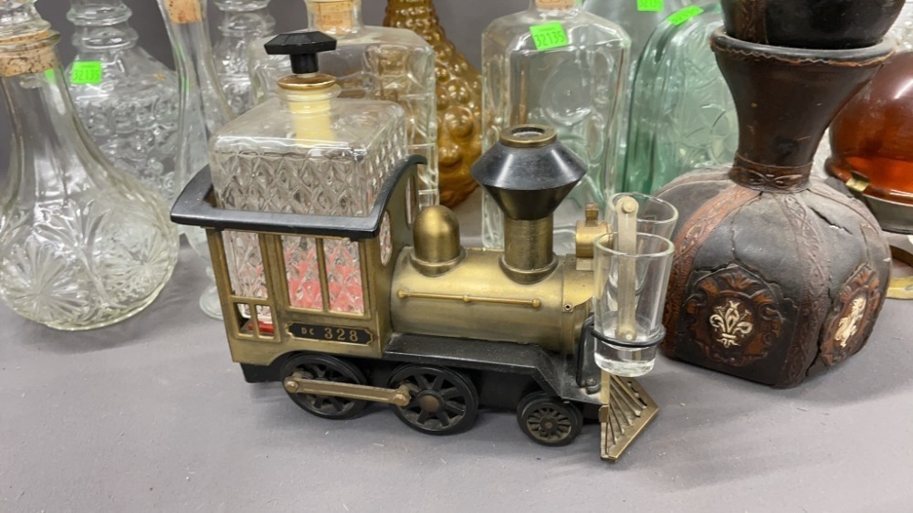 14 Glass Decanters, 17" Of Tallest