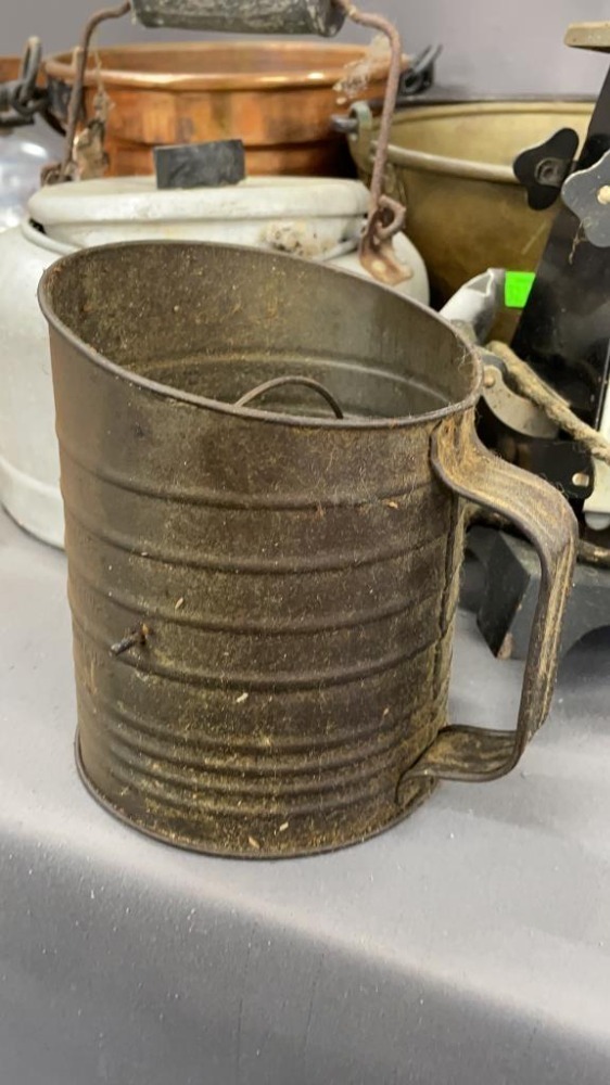 Copper And Brass Kettles, Tea Kettles, Sifter,