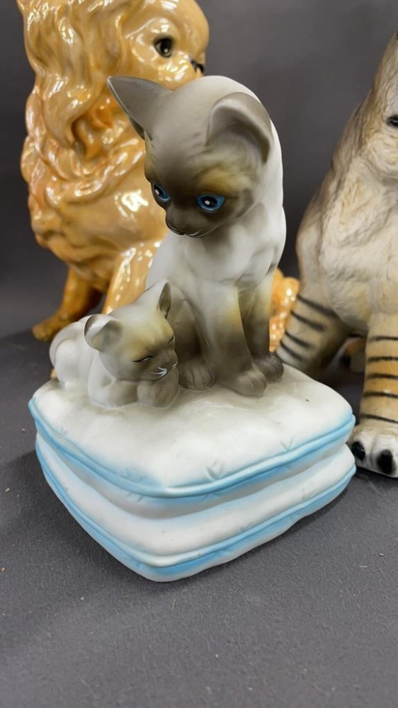 13 Cat And Dogs Figurines, 13" Of Tallest