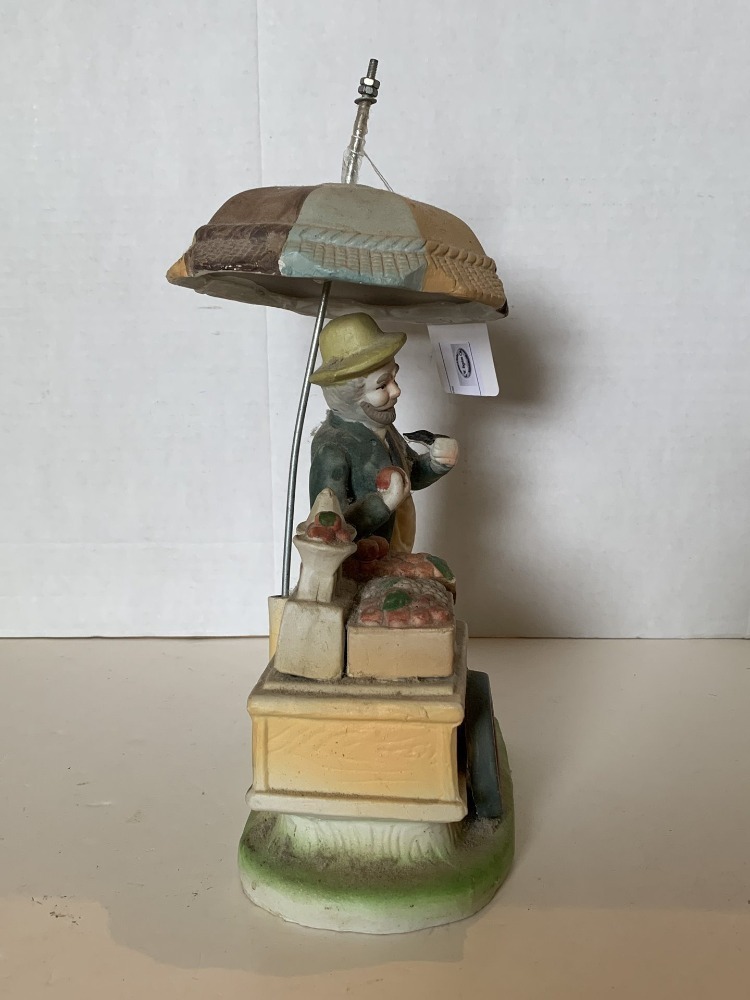 VINTAGE BISQUE PORCELAIN LIMITED EDITION FRUIT CART 7" X 12" - LR