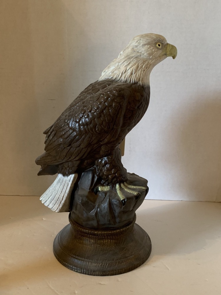 PAIR OF EAGLES - 1 CERAMIC 12" TALL, 1 LIFE SYMBOLS EAGLE 6" TALL - LR