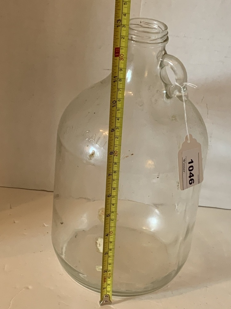 VINTAGE CLEAR GLASS GALLON JUG - LR