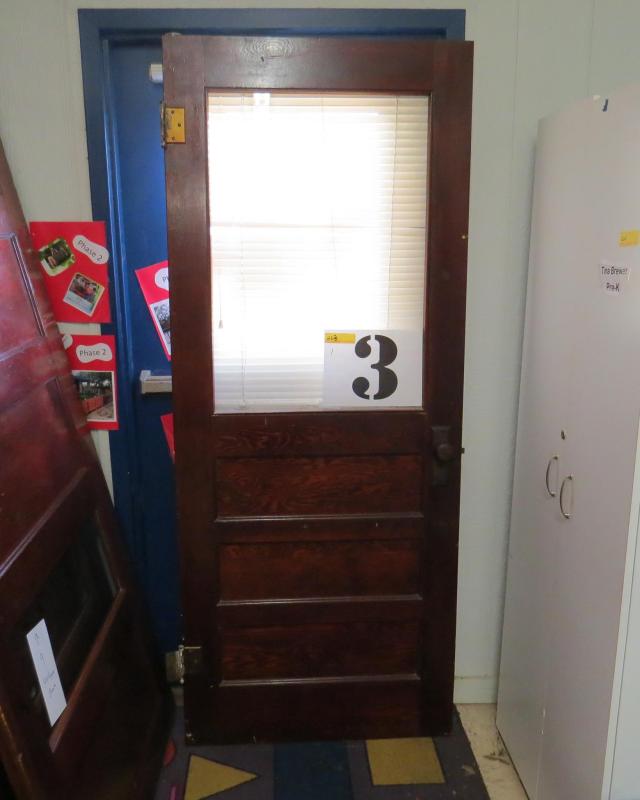 (1)  Antique Wood door with 1/2 glass image