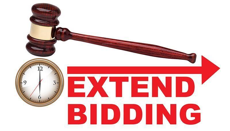 Online Auctions also have an auto-extend feature. Any bid placed in the final five (5) minutes of an auction, the auction ending will be automatically extended five (5) minutes from the time the bid was placed. Example: If an auction scheduled to close at 6:00 receives a bid at 5:59, the close time will automatically extend 6:04. The auto extend feature remains active until no further bids are received within a five (5) minute time frame