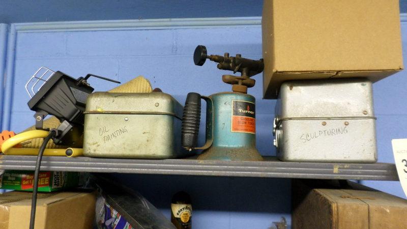 Metal Shelf & Contents