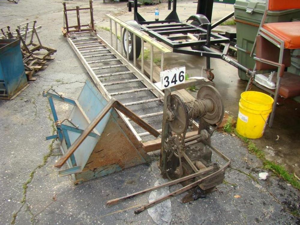 24" Power Hoist System with 1 Roller Dolly, 2 Buckets, 2 Ladder Sections (16' and 8'), and Motor