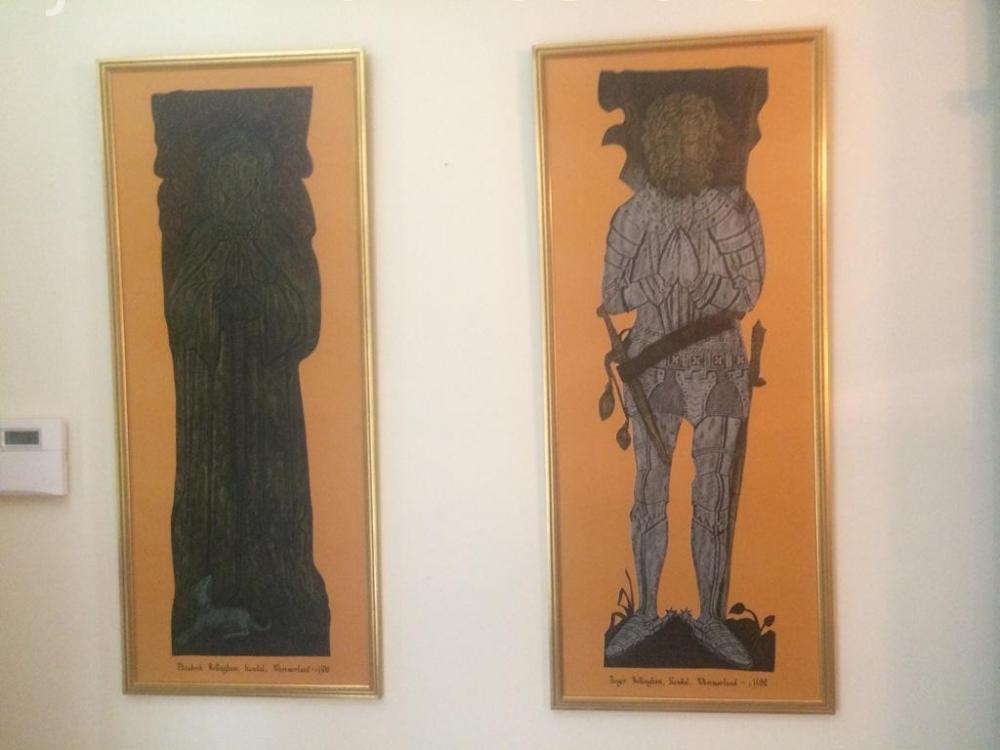 Framed "brass rubbings"