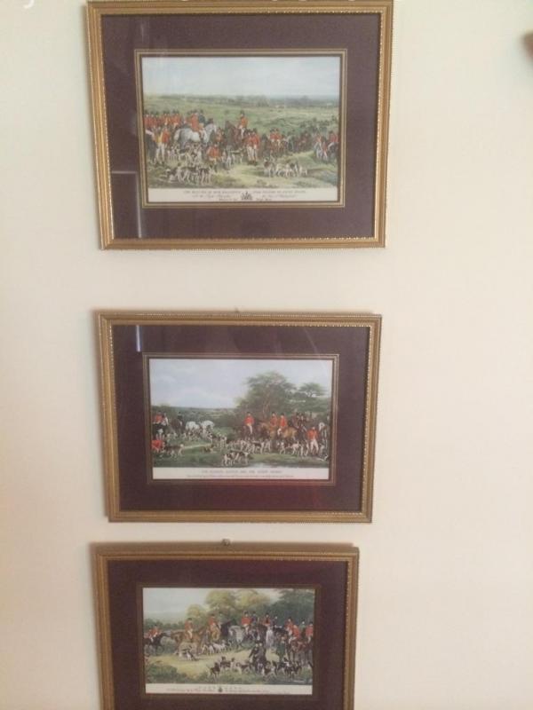 Three framed fox hunt prints