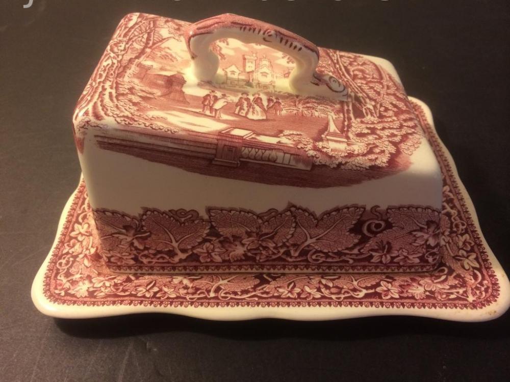Red & white large cheese dish