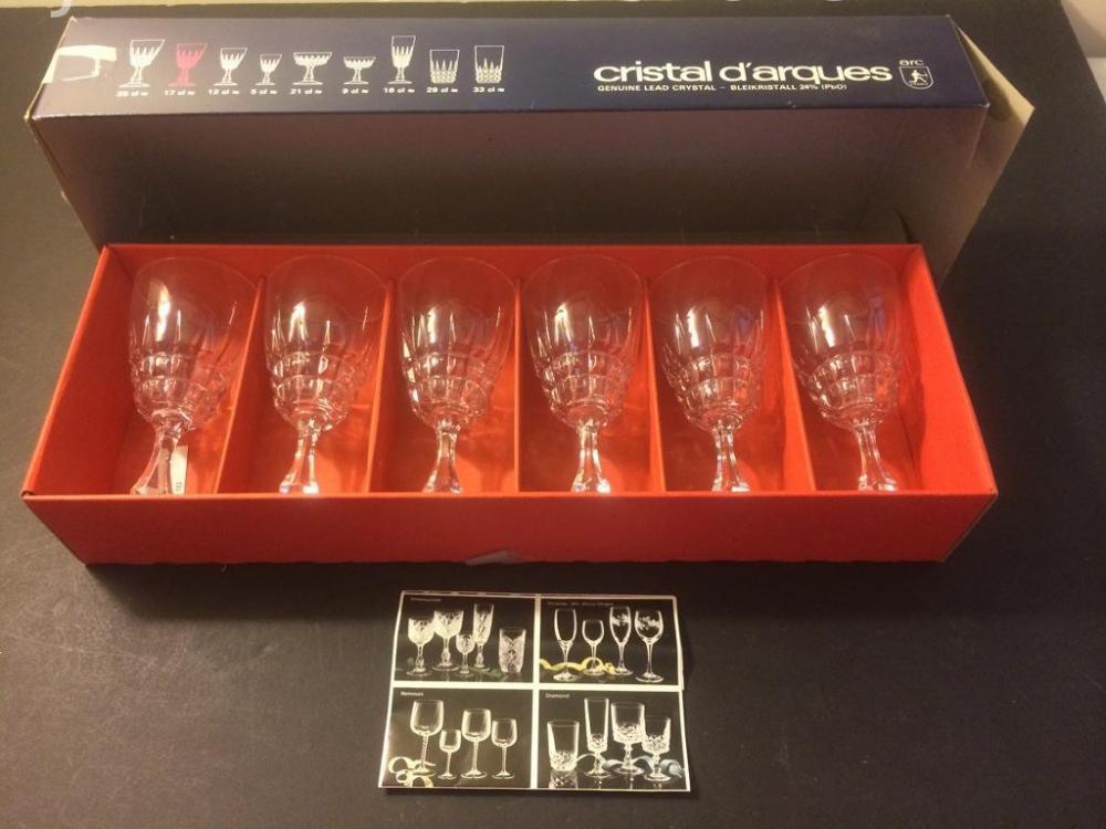 Crystal stem glasses, original boxed set