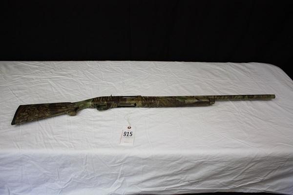 Benelli 20 gauge Montefeltro Super 90 semi-auto. 25 1/2" barrel. 2 3/4" or 3' shells. Realtree camo pattern. SN N041836