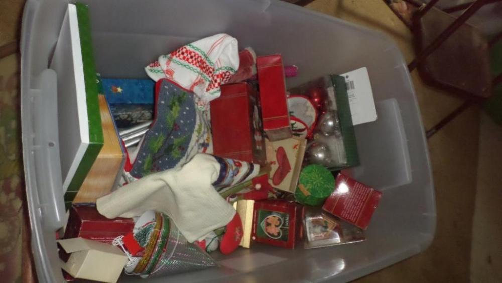 Christmas Lot- Fitz and Floyd, Mikasa Crystal, Coca Cola, Santa's Workshop, Framed Christmas decor (STORAGE TOTE NOT INCLUDED)