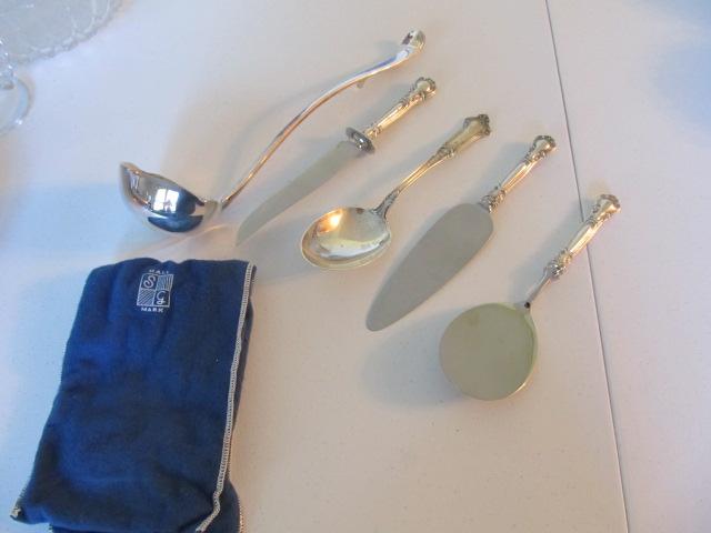 Sliver plate serving pieces & ladle