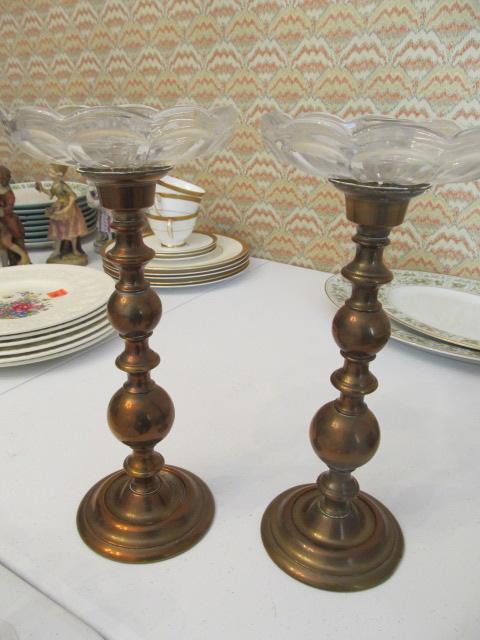 Pair of brass candleholders