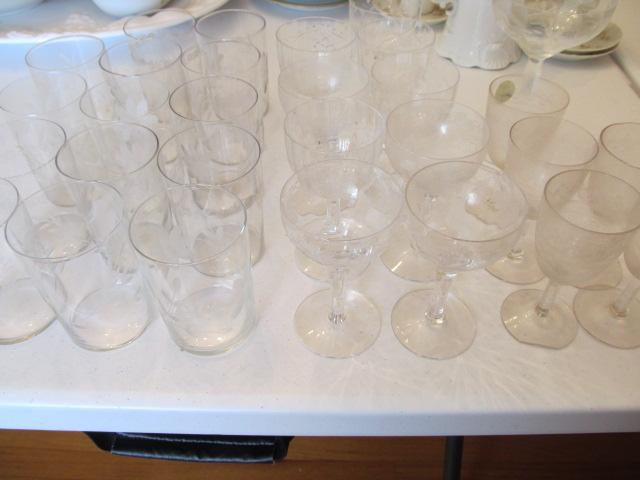 Assorted crystal stems, glasses