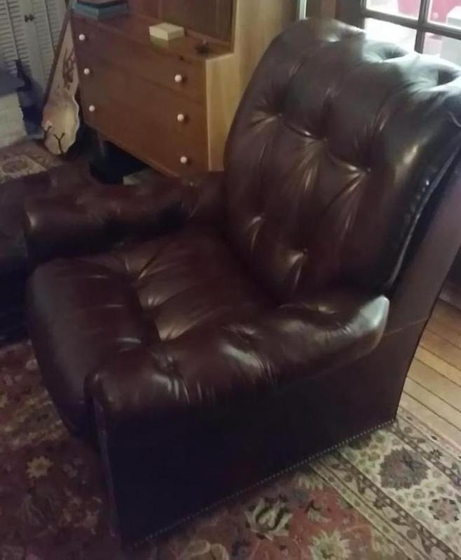 Hancock & More Leather Chair & ottoman