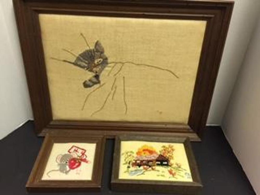 3 Framed Embroidered Pictures