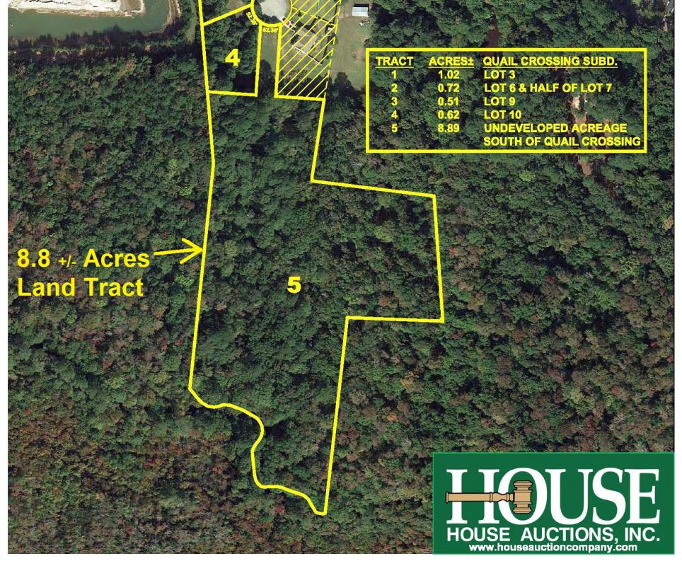 8.8 +/- Acres Undeveloped Land Tract off south end of Blue Bird Lane - Selling As-Is.  This Tract is selling by the whole dollar, NOT by the acre).