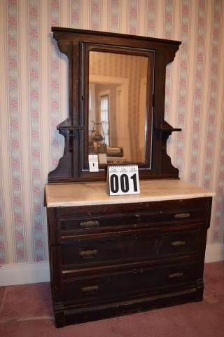 Marble top Dresser w/mirror, Antique
